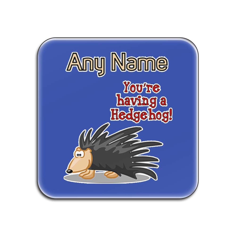 Dessous-de-verre carrés You are Having A Hedgehog blancs et bleus en lot de 4