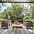 Tangkula Outdoor Wood Furniture Set, Acacia Frame Loveseat Sofa, 2 Single Chairs and Coffee Table, 4 Pieces Conversation Set with Cushions, Garden Balcony Poolside Living (1, Grey)