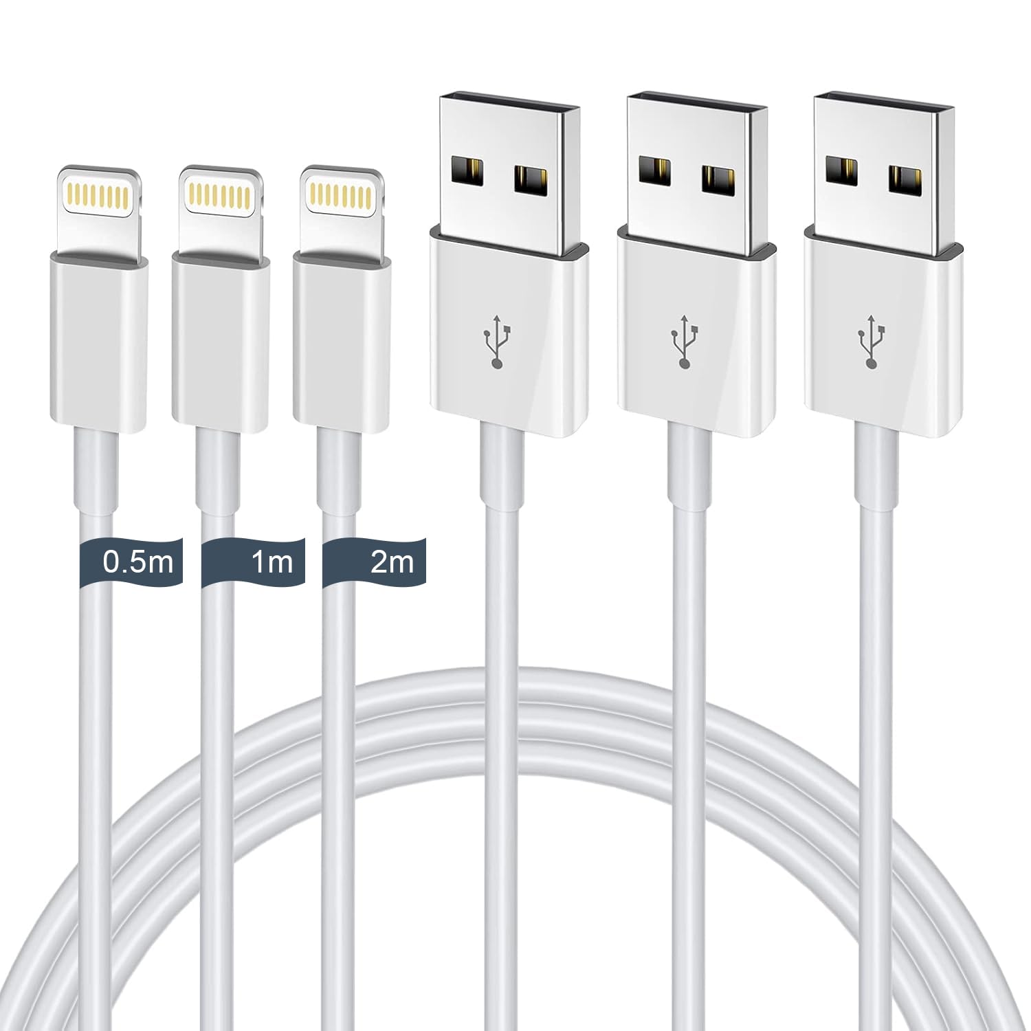 Phone 充電ケーブル【MFi認証】ライトニングケーブル 純正品質 0.5M/1M/2M 3本セット 充電器 ケーブル 2.4A急速充電 USB 充電コード 高速データ転送 断線防止 高耐久 Phone 14/14 Pro/13/13 Pro/12/11/X/8/8plus/7/6/iPad 各種対応