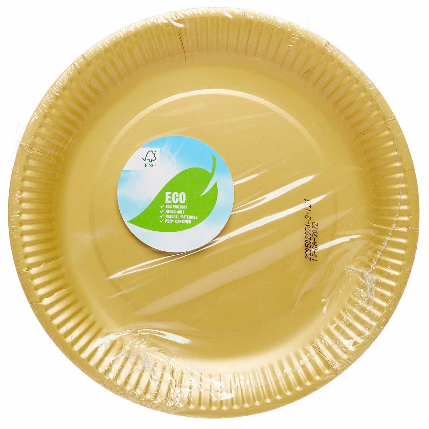 Assiette En Carton Ronde "Venus" Doré 28cm (50 Utés