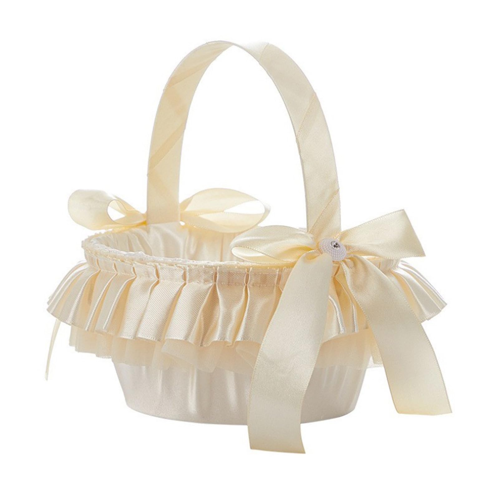 Fabric Wedding Flower Basket with Ribbon Decoration for Bridal, Party, Ceremony or Special Events Multipurpose Event Flower Basket