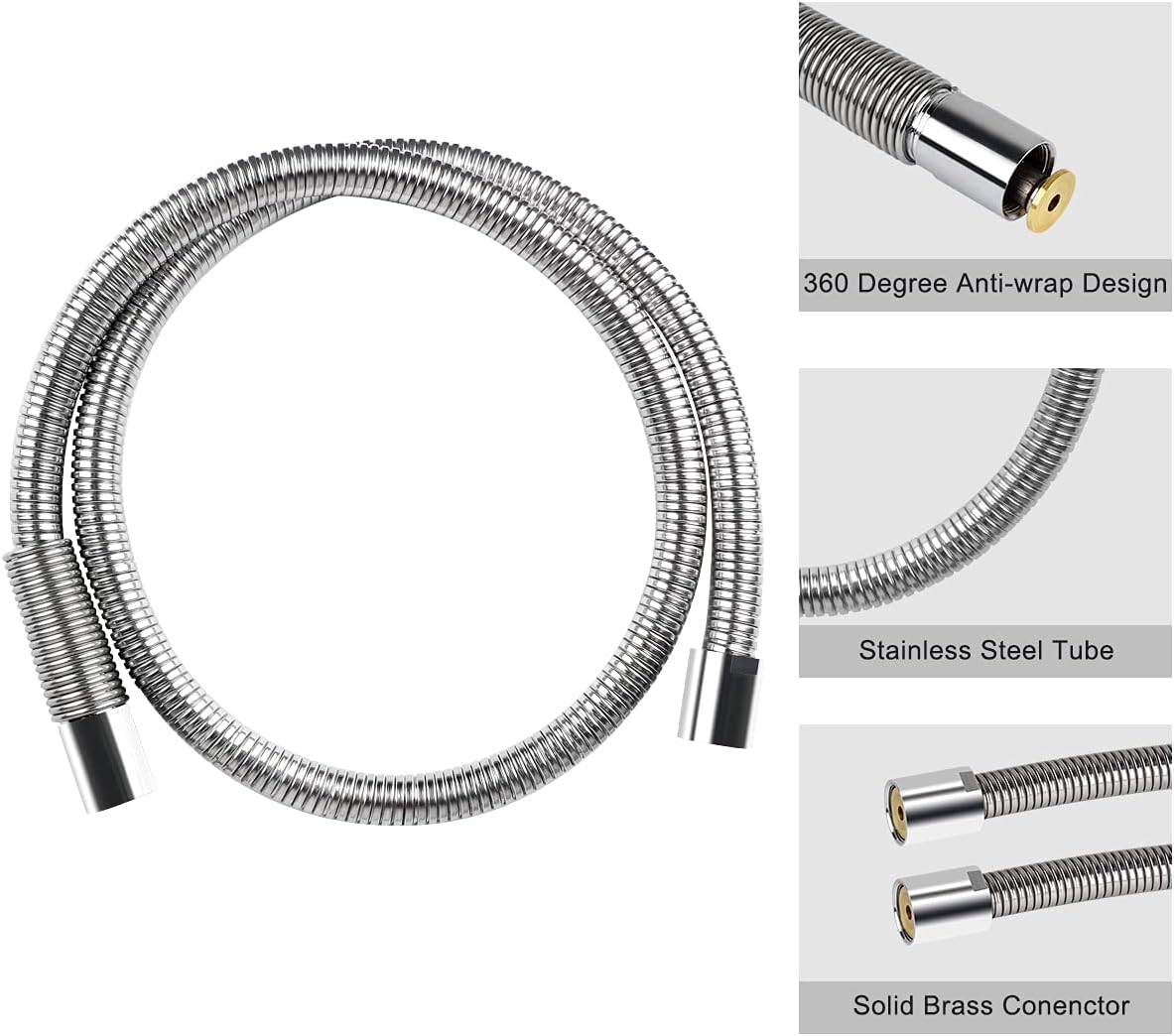 Commercial Pre Rinse Sprayer Hose Replacement Kit for Kitchen Dish Sink Faucet, 60 Inch Flexible Stainless Commercial Pre Rinse Kitchen Faucet Hose Parts
