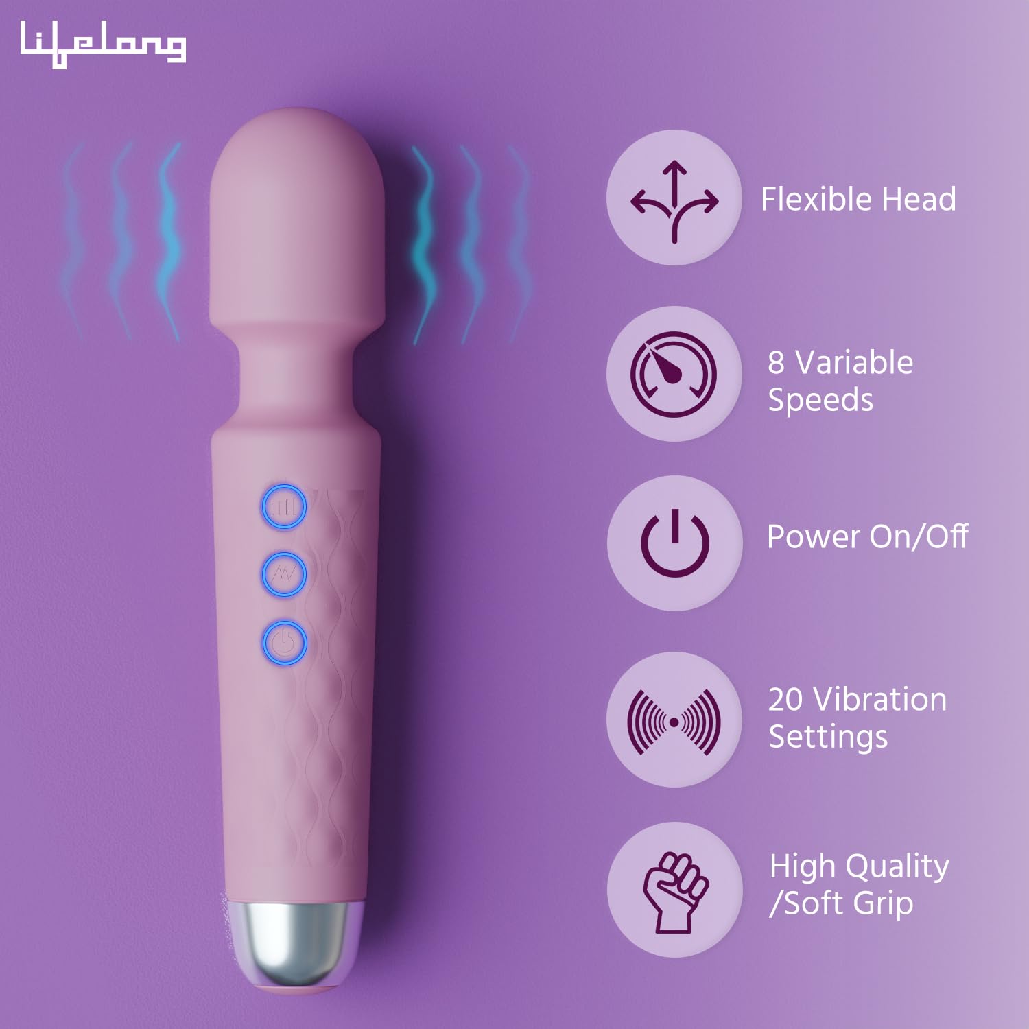Lifelong Massager Machine for Women -Rechargeable Wireless Mini Body Massager with 20 Vibration Modes,Fast Charging, 8 Speeds and Water Resistant-Massager Machine for Full Body Lifelong Massager Machine for Women -Rechargeable Wireless Mini Body Massager with 20 Vibration Modes,Fast Charging, 8 Speeds and Water Resistant-Massager Machine for Full Body