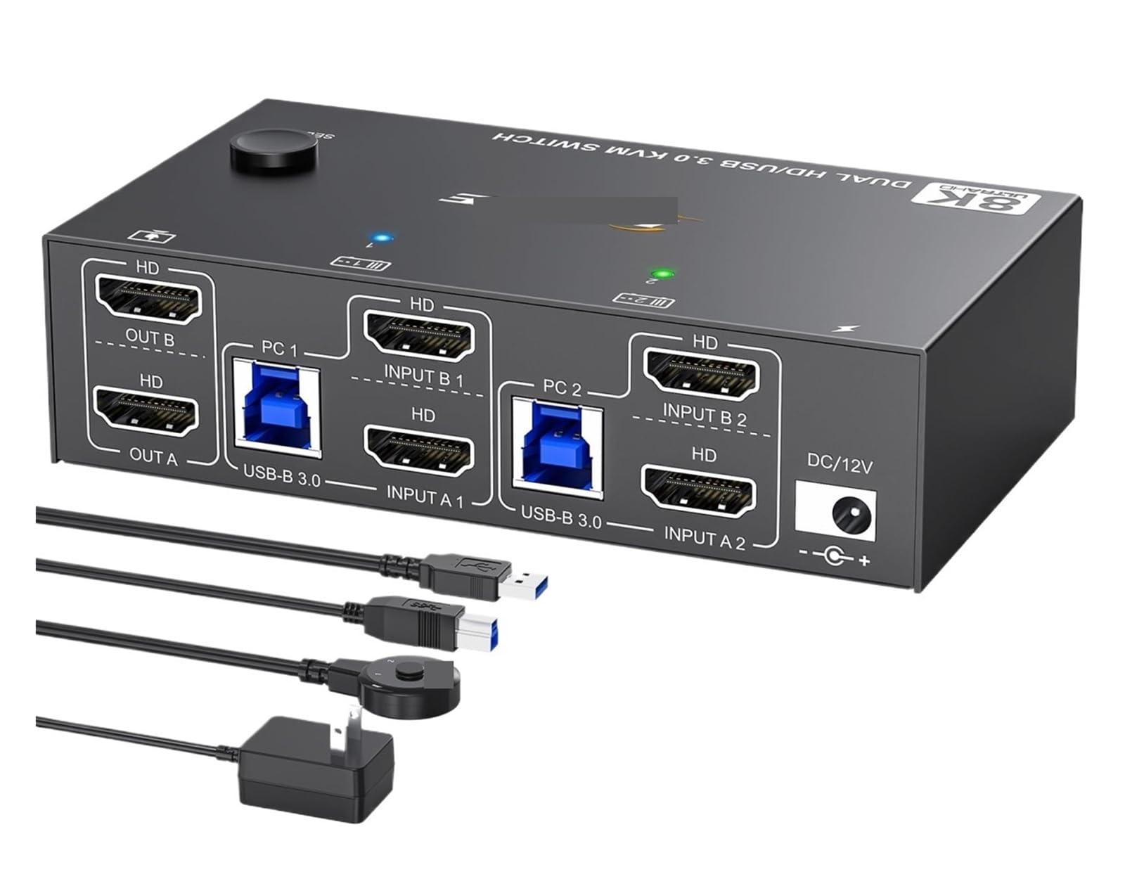 4KKVM Switch 2 Monitors 2 Computers 8K, HDMI2.1 Dual Monitor with 4 USB 3.0 Port for Keyboard Mouse Printer(8202)-image-41