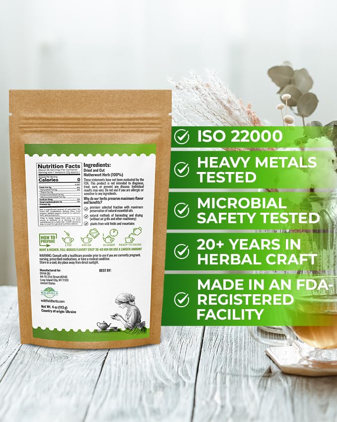 Image of 4 oz. Motherwort Tea Dried Motherwort Herb Tea (Leonurus Cardiaca) - 113g Leonurus Cardiaca (Cola De Leon)