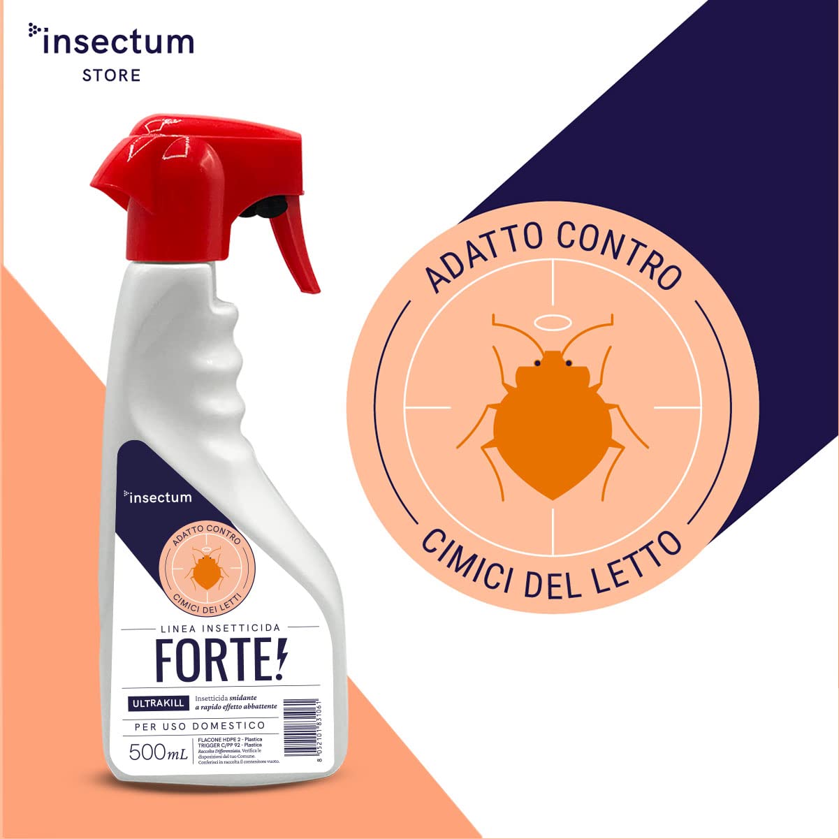 KILLMAX Forte Insetticida Cimici da letto Spray - 1x500 ml - Rapido effetto Abbattente e Snidante - Bed Bug Spray