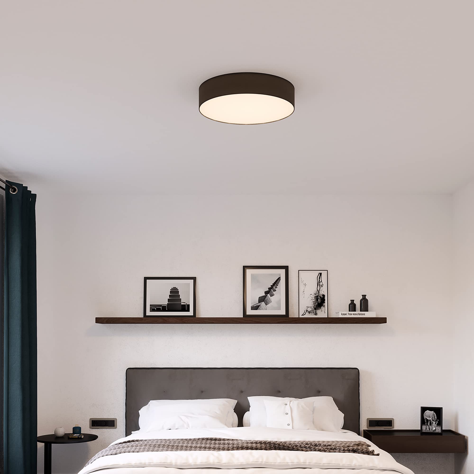 Smartwares IDE-60044 Lámpara de techo, pantalla de tela de 50 cm de diámetro, cuatro apliques con casquillos E27, compatible con bombillas de hasta 18 W, Iluminación de Interior, IP20, Negro