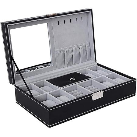 Amazon Anyasun ジュエリーボックス 鍵付き 腕時計収納ケース コレクションケース 腕時計 8本まで ウォッチ ジュエリー 小物ケース アクセサリーケース 鏡付き 腕時計 腕時計 通販