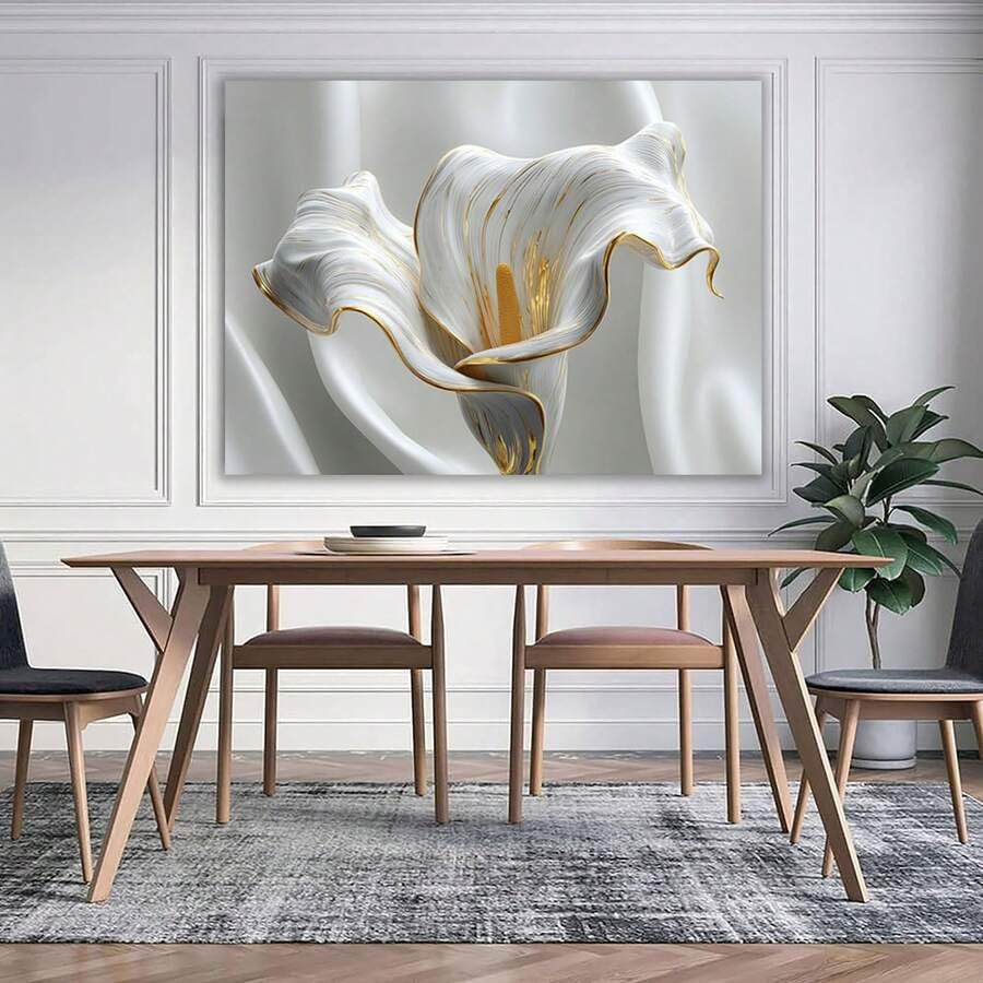 Toile abstraite blanche de fleurs 30x40cm impression murale pour salle de bain