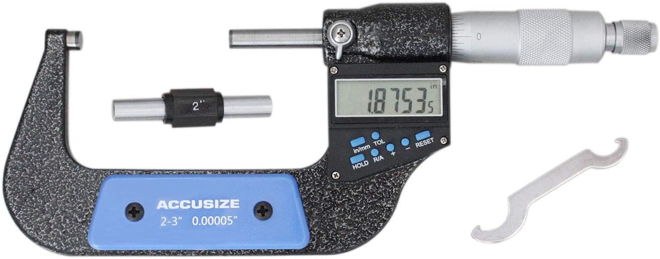 (2-3" / 50-75 mm) - Accusize Industrial Tools 2-3"/50-75 mm by 0.00005"/0.001 mm 7-Key Electronic Digital Micrometre, Water Proof, Ac21-3022