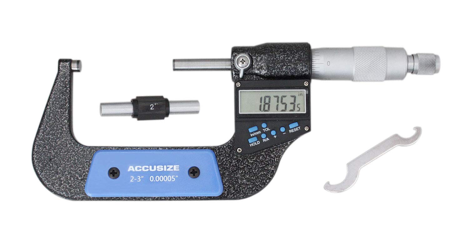(2-3" / 50-75 mm) - Accusize Industrial Tools 2-3"/50-75 mm by 0.00005"/0.001 mm 7-Key Electronic Digital Micrometre, Water Proof, Ac21-3022