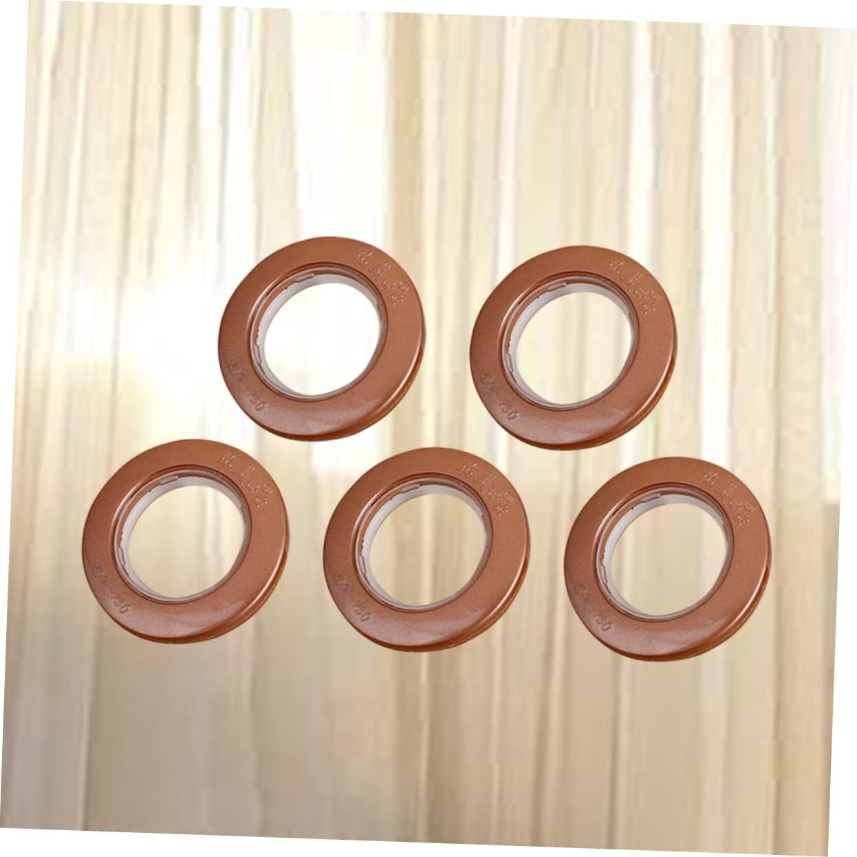 Cabilock 85pcs Coffee Plastic Curtain Rings with Eyelet for Home Decor Smooth Finish Easy to Install for Showers Bedrooms and Living Rooms