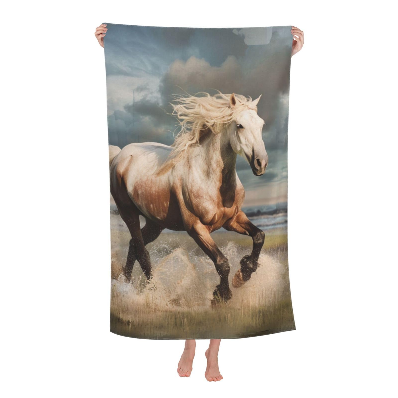 BWWHCCTI Horses Printed Quick Dry Bath Towel, Soft Microfiber Towels Fast Drying Beach Towels for Travel,Camping,Gym,Swimming,Yoga