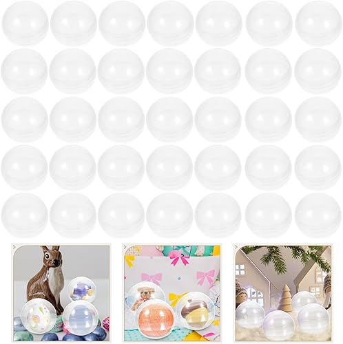 Miniatura 2 de Artibetter 50 cápsulas de máquina de chicles vacías redondas cápsulas transparentes pequeñas de plástico para máquinas expendedoras vacías, caja de