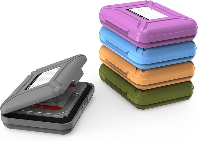 ORICO Hard Drive Protector Case 3.5 Inch HDD Protective Box / Storage Case for Western Digital WD Seagate Toshiba Samsung,Stackable and Sortable Memo(5 Colors)