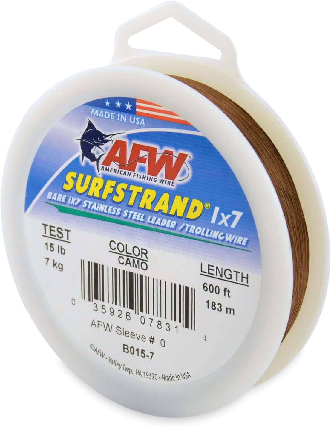 Surfstrand Bare 1x7 Stainless Steel Leader Wire - Fishing Leader Line for Saltwater, 20lb Test - 325lb Test in Bright, Camo in 30ft, 300ft, 600ft and 1,000ft Lengths
