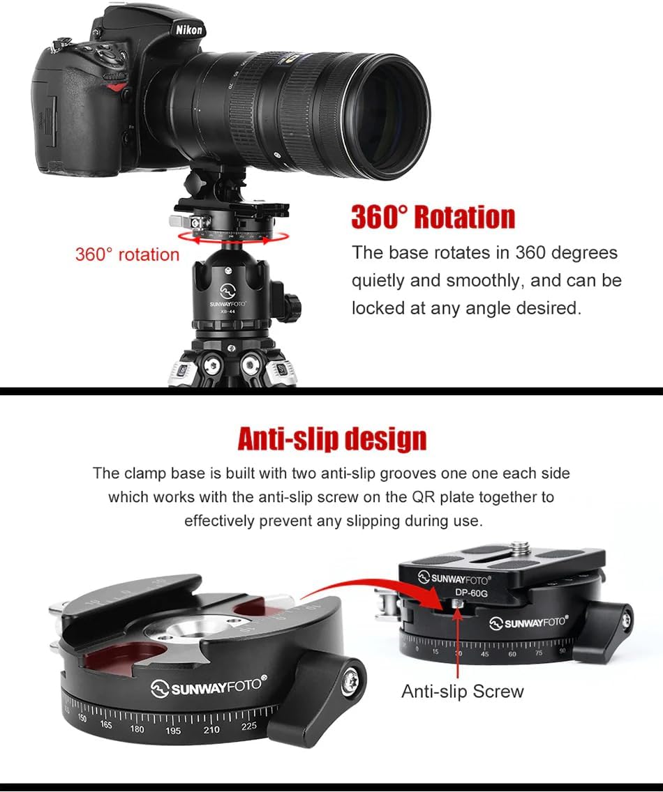 Sunwayfoto PC-58L 58mm Lever/Panning 360° Clamp Compatible with Arca