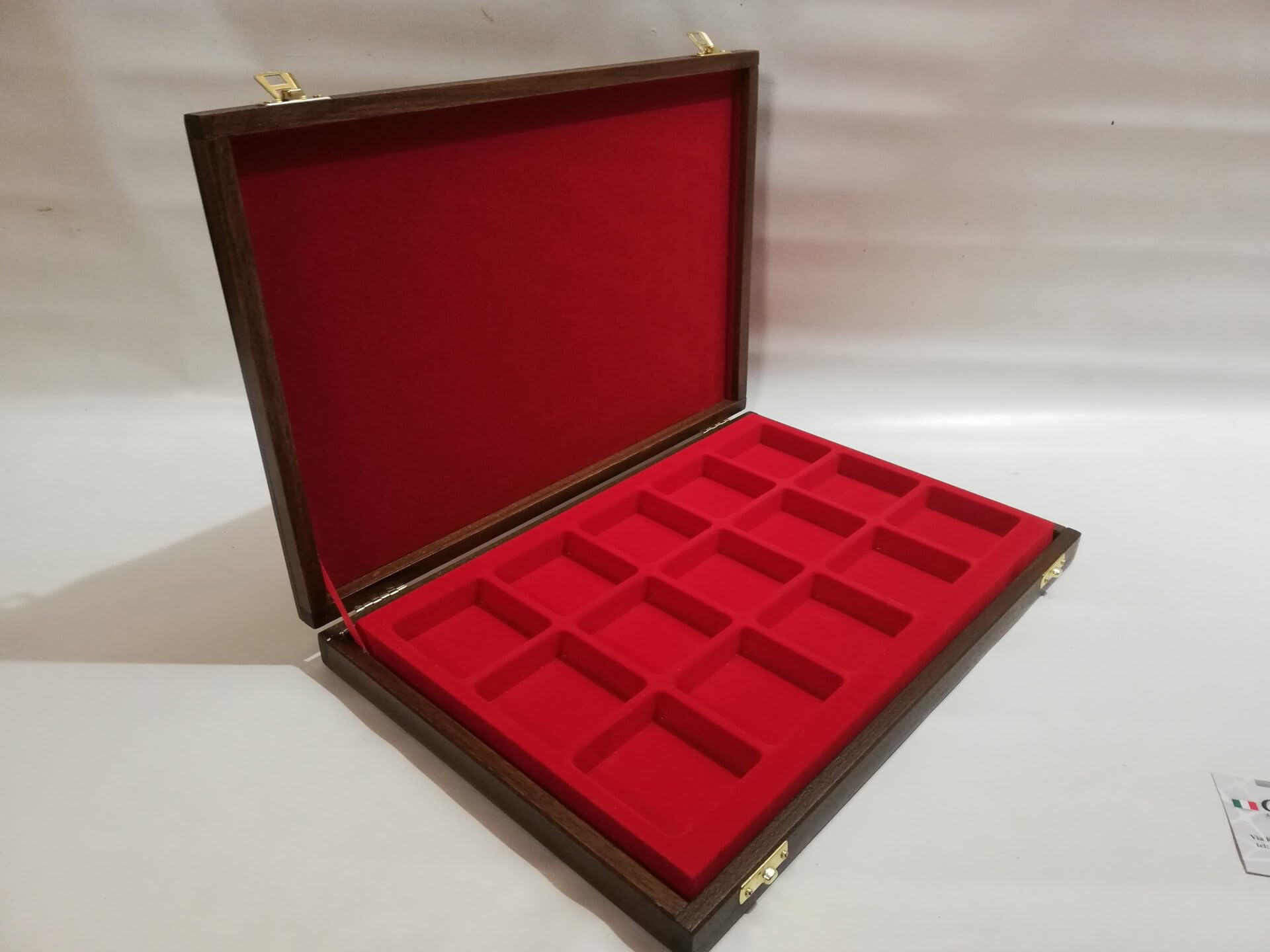 Coins&More Cofanetto in legno per orologi da taschino, gemme, fossili e minerali – fatto a mano, interni morbidi, certificato