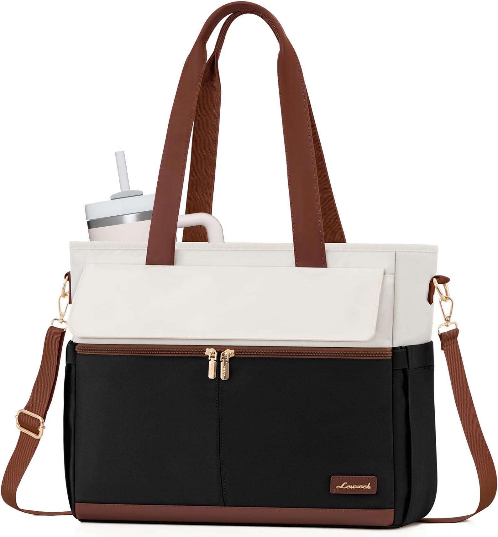 LOVEVOOK Laptop Bag Computer Bags for Women Black Brown