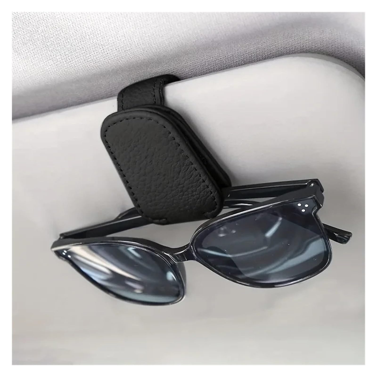 Portagafas con Clip para Coche Soporte Magnético para Gafas Cuero PU Clip Elegante para Visera Coche con Agarre Texturizado Negro Diseño Compacto 1 Ud(Black-1pc)