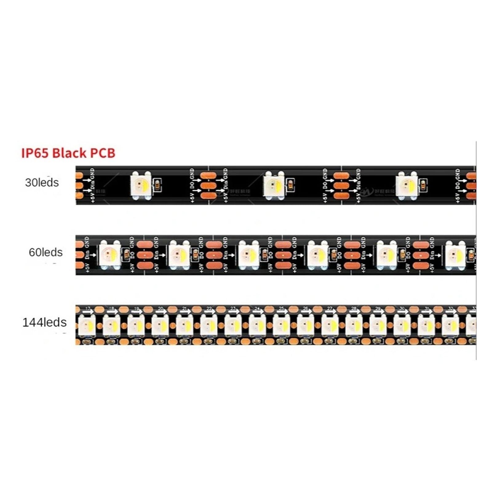 Indywidualnie adresowalna taśma LED RGBW 4 w 1, wielogatunkowa(RGBNW,BLACK PCB_5M 30 IP65)