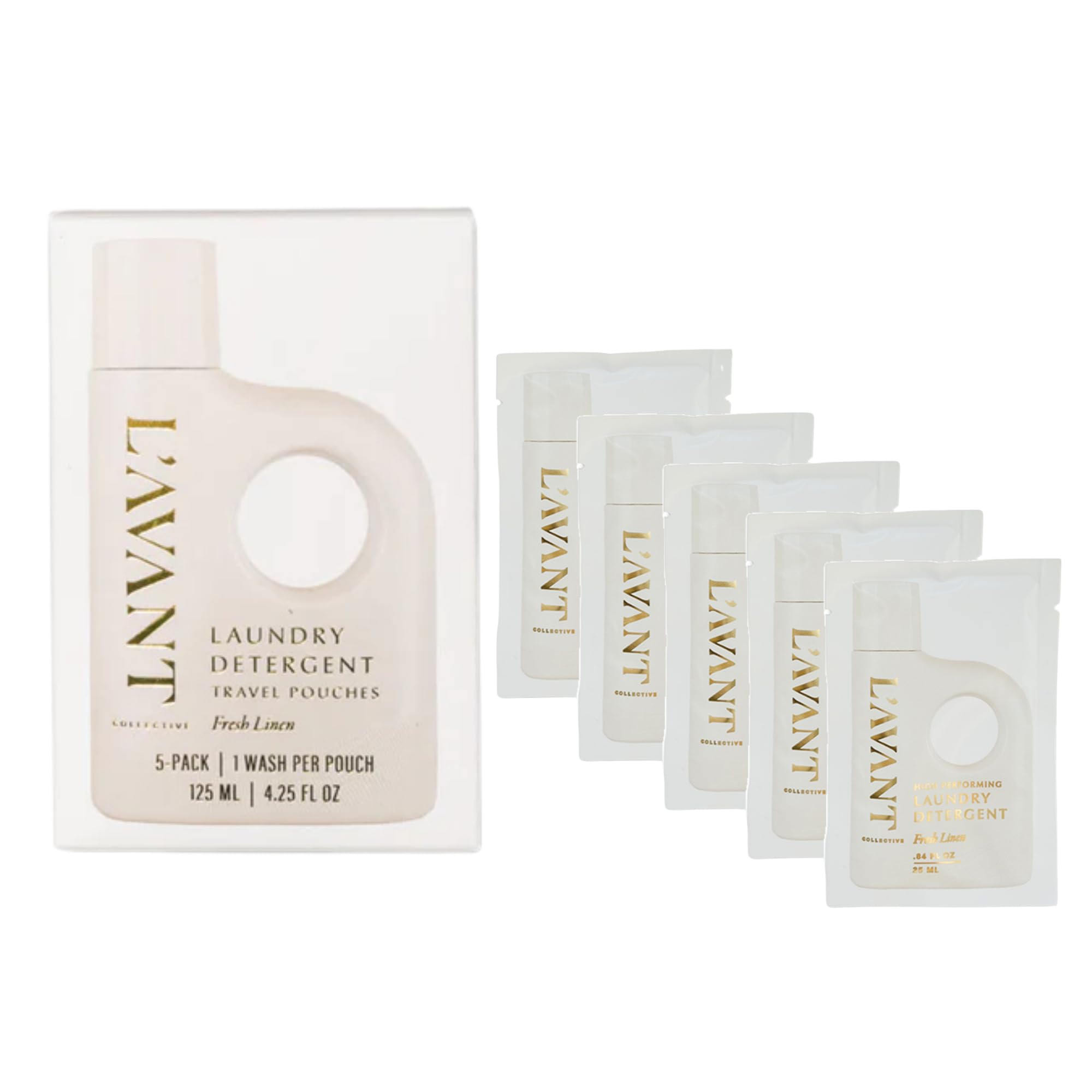 L'AVANT Collective Laundry Detergent Soap, Ultra Concentrated Liquid, Odor Defense, Eco-Friendly, Travel Size 0.84 Fl Oz, Pack of 5