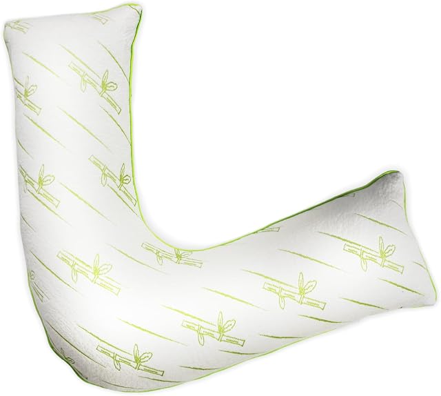 Nod Off V Shape Pillow Orthopaedic Bamboo Casing Memory Foam Pillow - Non-Allergenic Neck Suport - Pillow for Nursing Maternity and Pregnancy