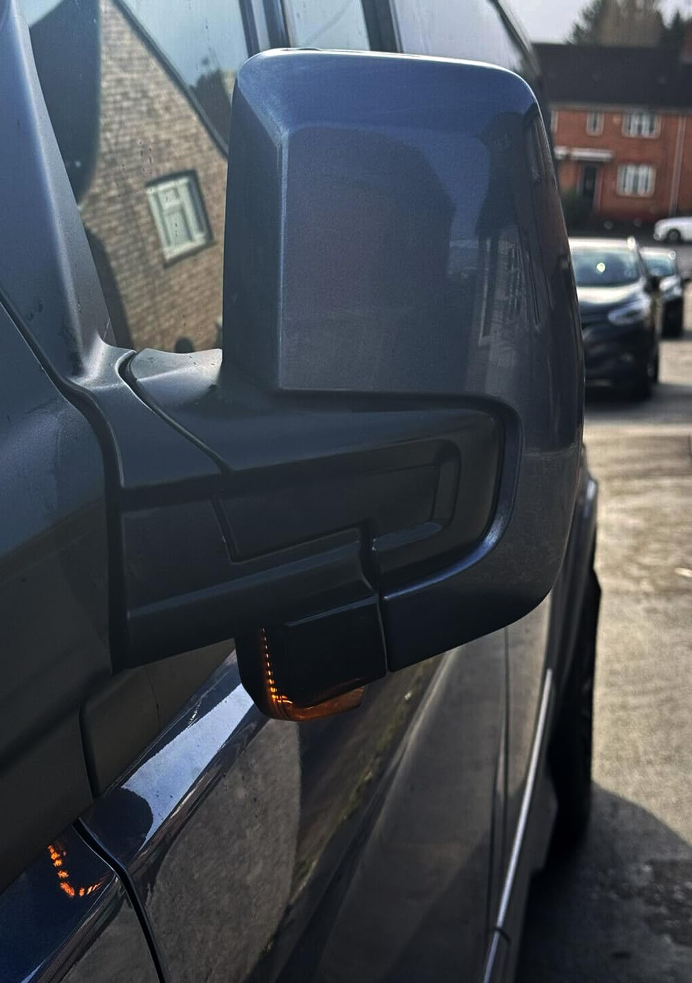 RZG 2x Seitenspiegelblinker mit schwarz-rauchfarbener Linse und bernsteinfarbener LED-Marker-Repeaterleuchte für Transit Custom Tourneo Custom 2012-2023