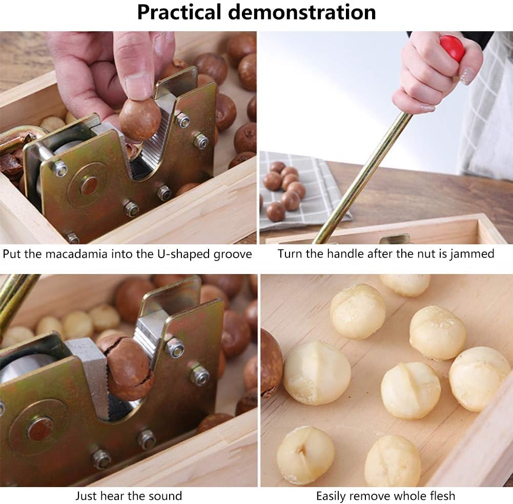 Pecan Nut Crackers, Macadamia Nut Cracker Heavy Duty Tool, Adjustable Manual Nutcracker Nut Tongs Opener Machine for Macadamia Shell Peeling with Handle for Walnuts Chestnuts Pecans Hazelnuts Almonds: Home & Kitchen