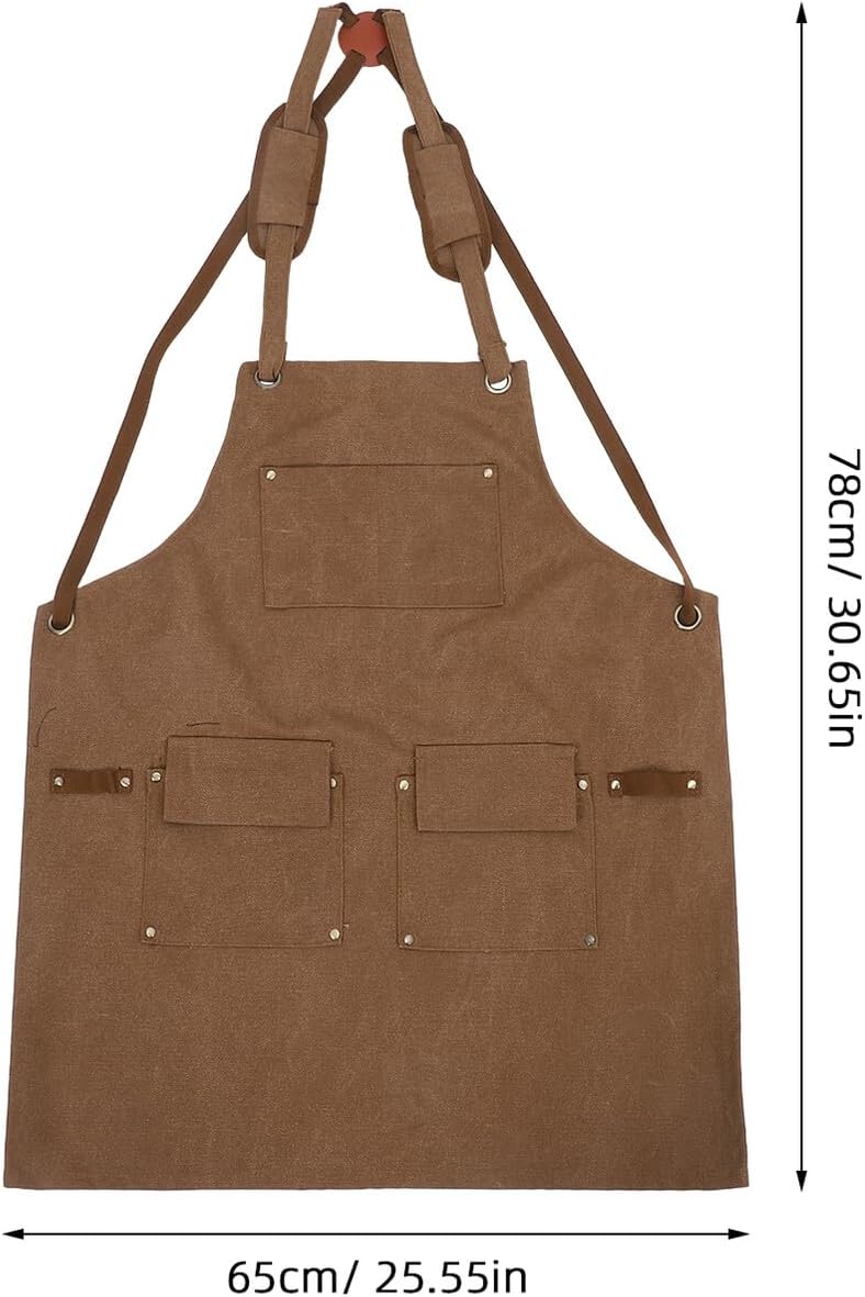 Ciieeo Men’s Woodworking Apron Canvas Work Apron with Tool Pockets Adjustable Back Straps Thick Canvas for Workshop Gardening and Carpentry