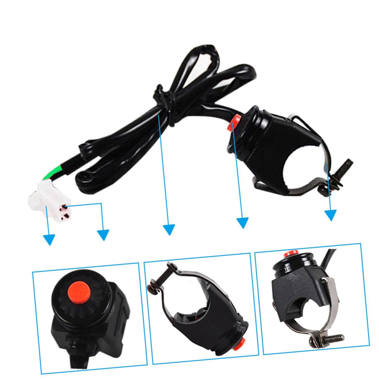 Bouton-poussoir Moto 12v 7/8 Pouce, Double Flash, Allumage et Klaxon