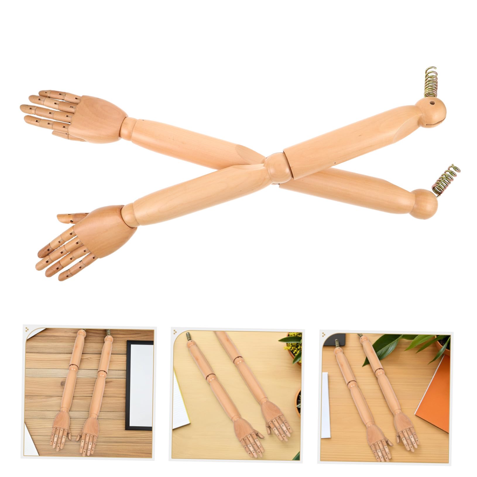 Hemobllo Bras Articulés Mobiles Bois pour Mannequin Femme Bras de Mannequin Flexible de Rechange pour Mains Articulées