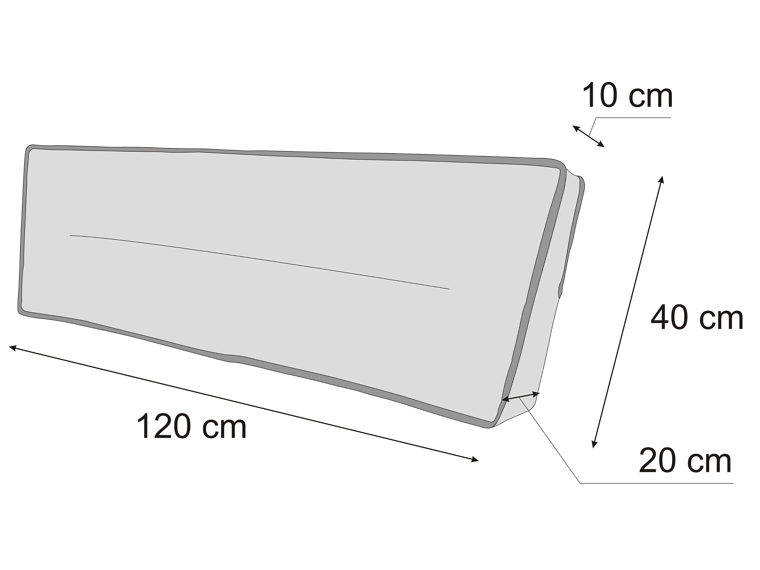 Cuscino lungo per pallet, cuscino da giardino, per attività all'aperto, per il tempo libero, cuscino decorativo, cuscino da combinare, cuscino da 120 x 40 cm, grafite