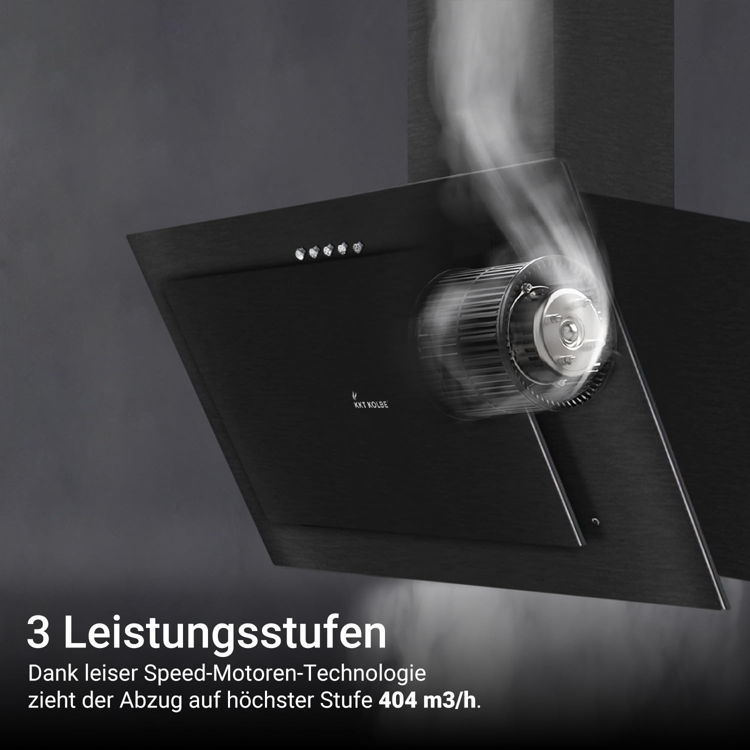 KKT KOLBE Dunstabzugshaube 60 cm Umluft Abluft Kopffrei Wandhaube Schwarz Stahl LED-Beleuchtung 3 Gebläsestufen inkl Aktivkohlefilter