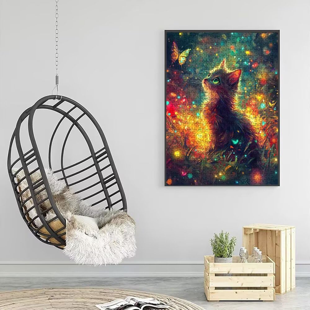 Licht Katze Puzzle 4000 Teile, Klassische Puzzles, Geschicklichkeitsspiel Puzzle für Erwachsene, Puzzlespiele für Die Ganze Familie, Mit Schöner Verpackung, Dekoration Puzzles DX0YL3-93