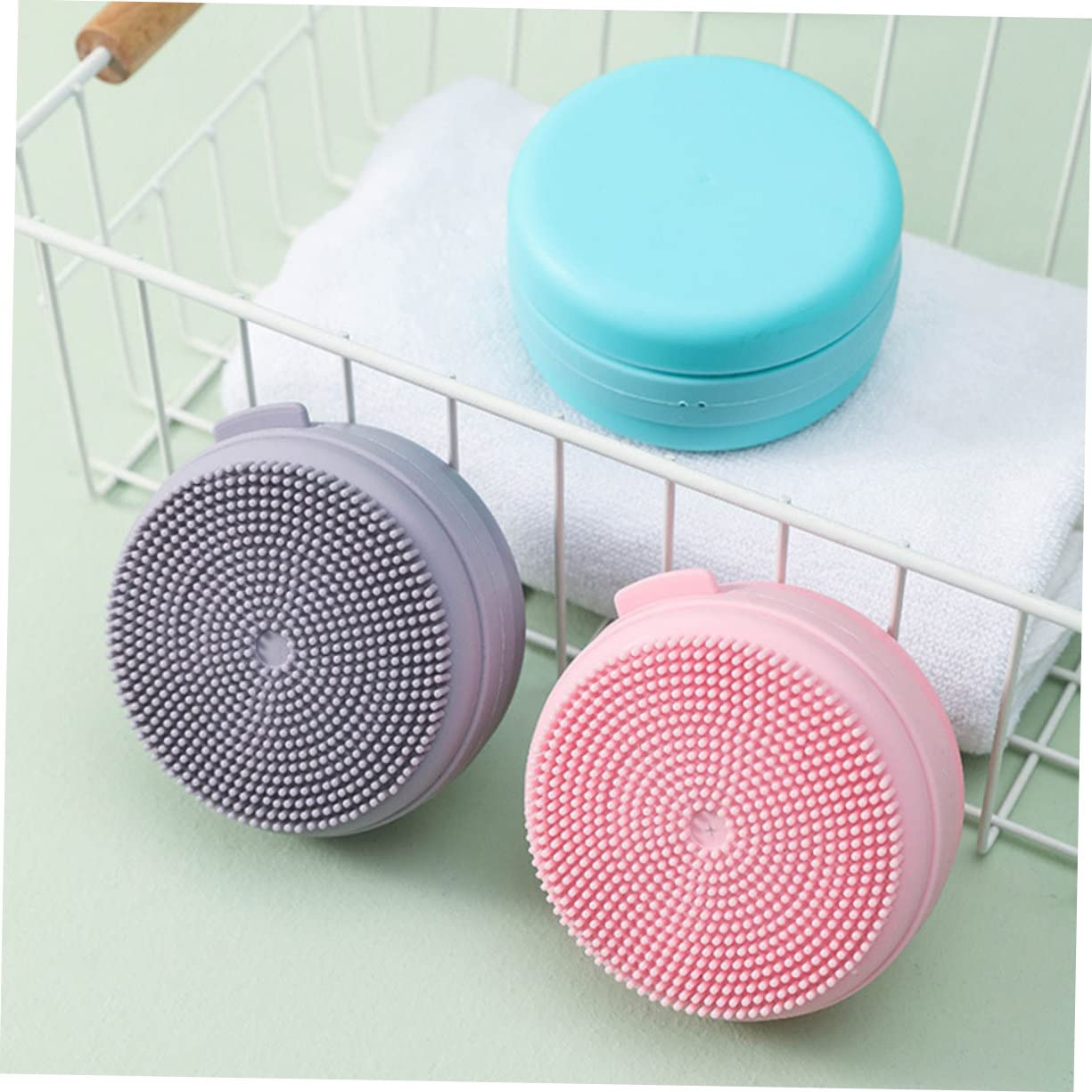 Healvian 4pezzi Spazzola Da Bagno Silicone Skin-friendly Con Supporto Per Sapone e Corda Di Appendere Massaggio Relaxante Per La e Bagno Pratica e Ergonomica