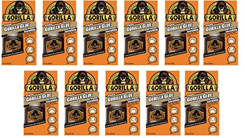 Gorilla Original Waterproof Polyurethane Glue, 2 ounce Bottle, Brown, (Pack of 11)