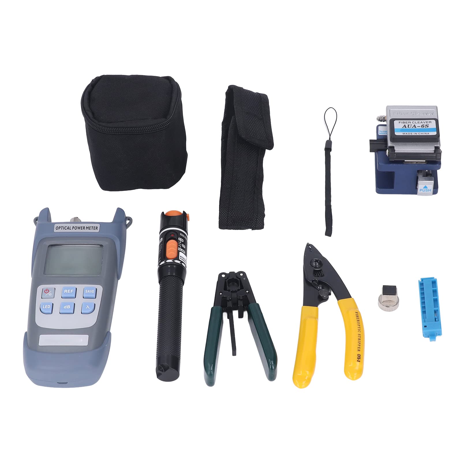 Kit de Herramientas de Terminación de Fibra óptica, Kit de Herramientas de Fibra óptica FTTH de Montaje 23 en 1 con Medidor de Potencia de Fibra óptica, Localizador Visual de Fallas de 10 Km