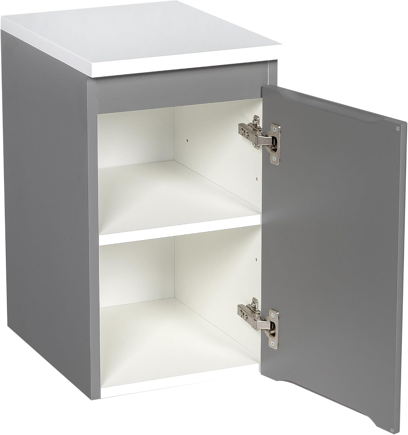 Modern Free Standing Bathroom Vanity with Washbasin | Comfort Gray Matte Mirror with Side Vanity Cabinet | Non-Toxic Fire-Resistant MDF-48 (12+24+12)-Omega Mirror 24"