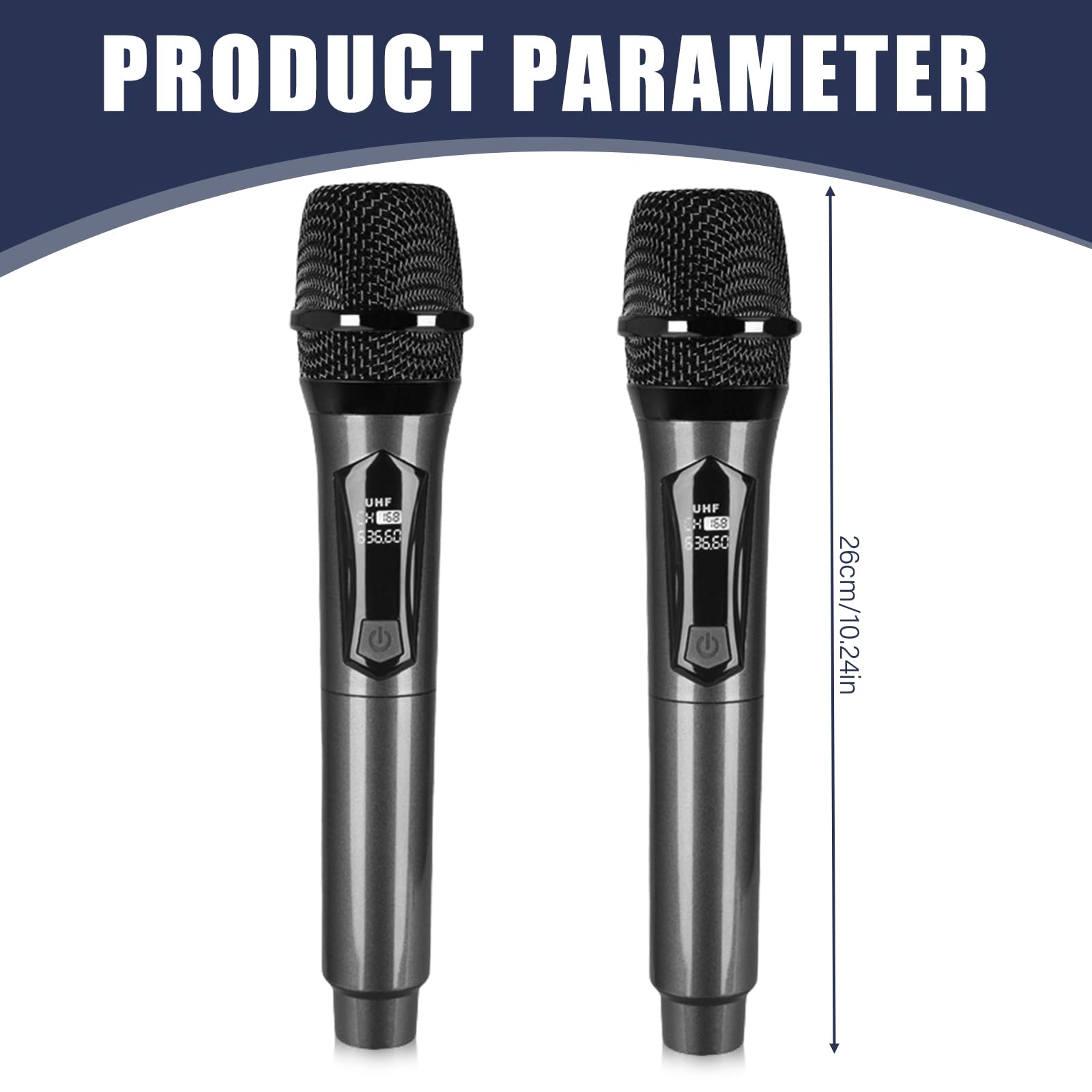Doppio microfono senza fili, set di microfoni wireless con ricevitore ricaricabile – portata di 61 m, plug and play, suono cristallino per karaoke, matrimoni, feste, presentazioni, canto