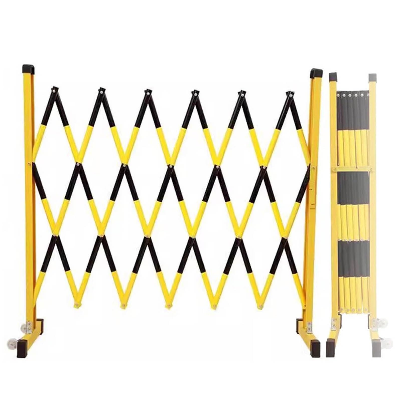 WQPMNYG Security Barrier,Portable Retractable Traffic Fence, Movable Safety Barrier with Pulleys, Warning Isolation Guardrail for Driveways, Schools, Hospitals & Warehouses (Black-Yellow, 11.4ft)