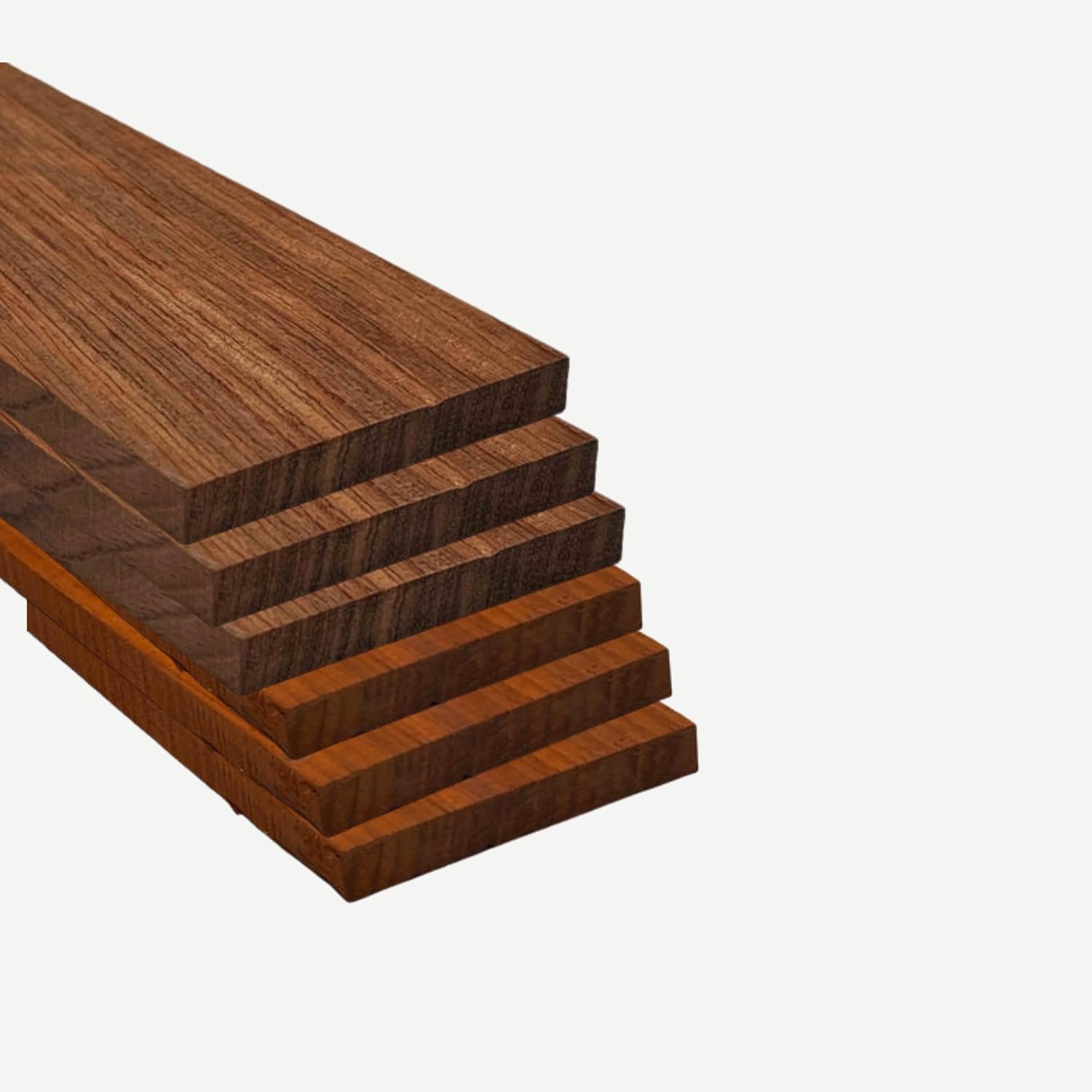 Pack of 15 Thin Stock Boards, Walnut, Padauk, Cherry, Maple & Mahogany, 1/2" x 2" x 12" for DIY by Exotic Wood Zone