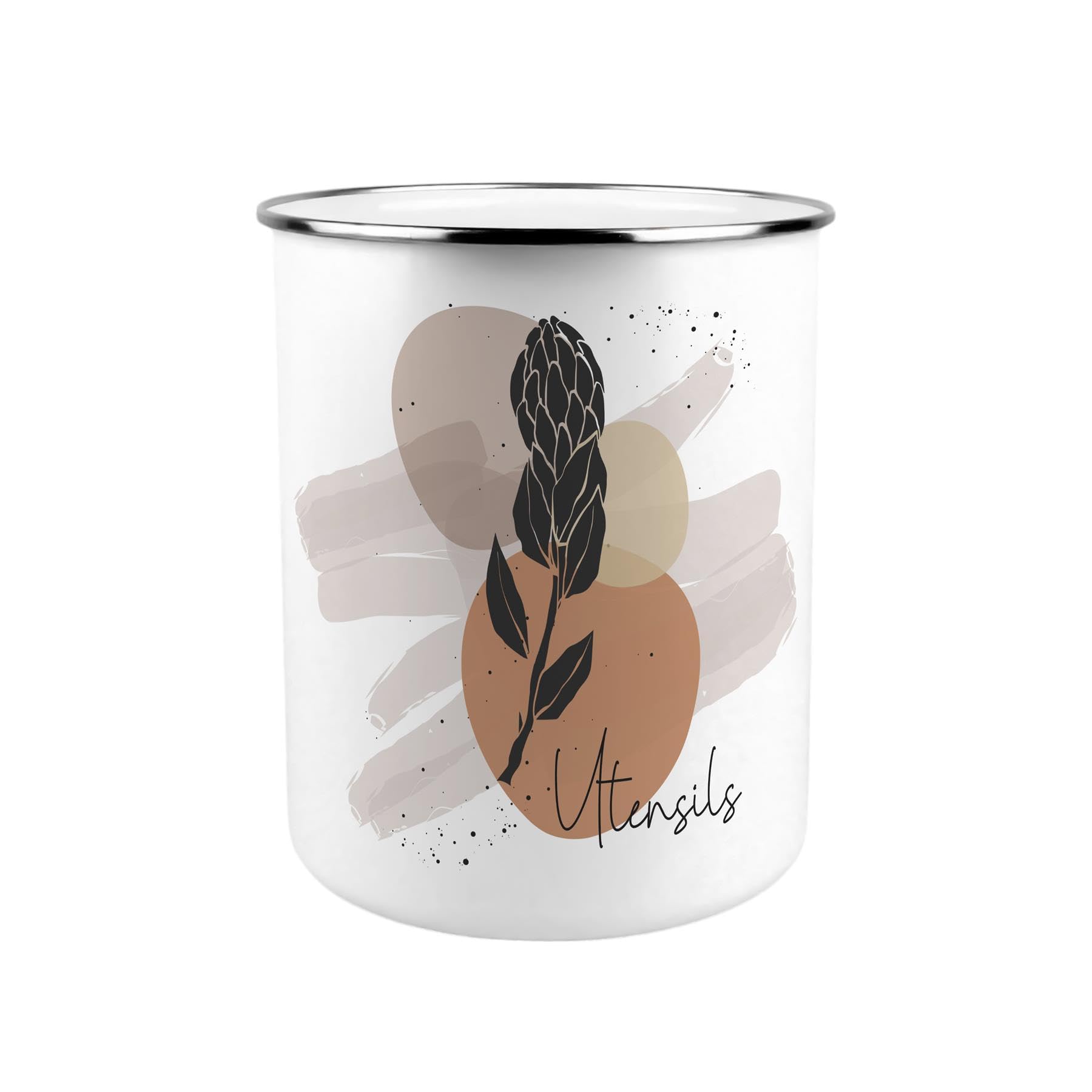 Purely Home Proteas Floral Metal Utensil Holder - XL Kitchen Utensil Pot/Organiser for Countertop Decor Gift 18x16.5cm