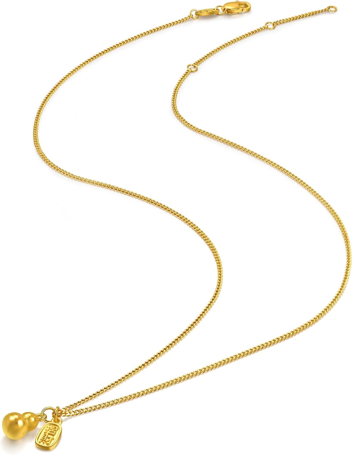CHOW SANG SANG 999.9 24K Gold Cultural Blessings Auspicious Fortune Tag & Gourd Charms Necklace for Women 47cm 95897N Price-by-Weight 4.86g Gold