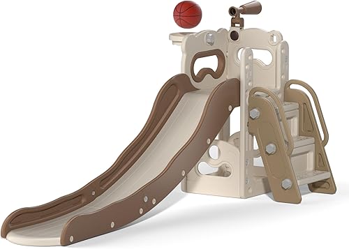 Castillo 6 en 1 parque de juegos de diversión, juego para interiores y exteriores para niños pequeños de 1 a 3 años, juego de escalador de patio