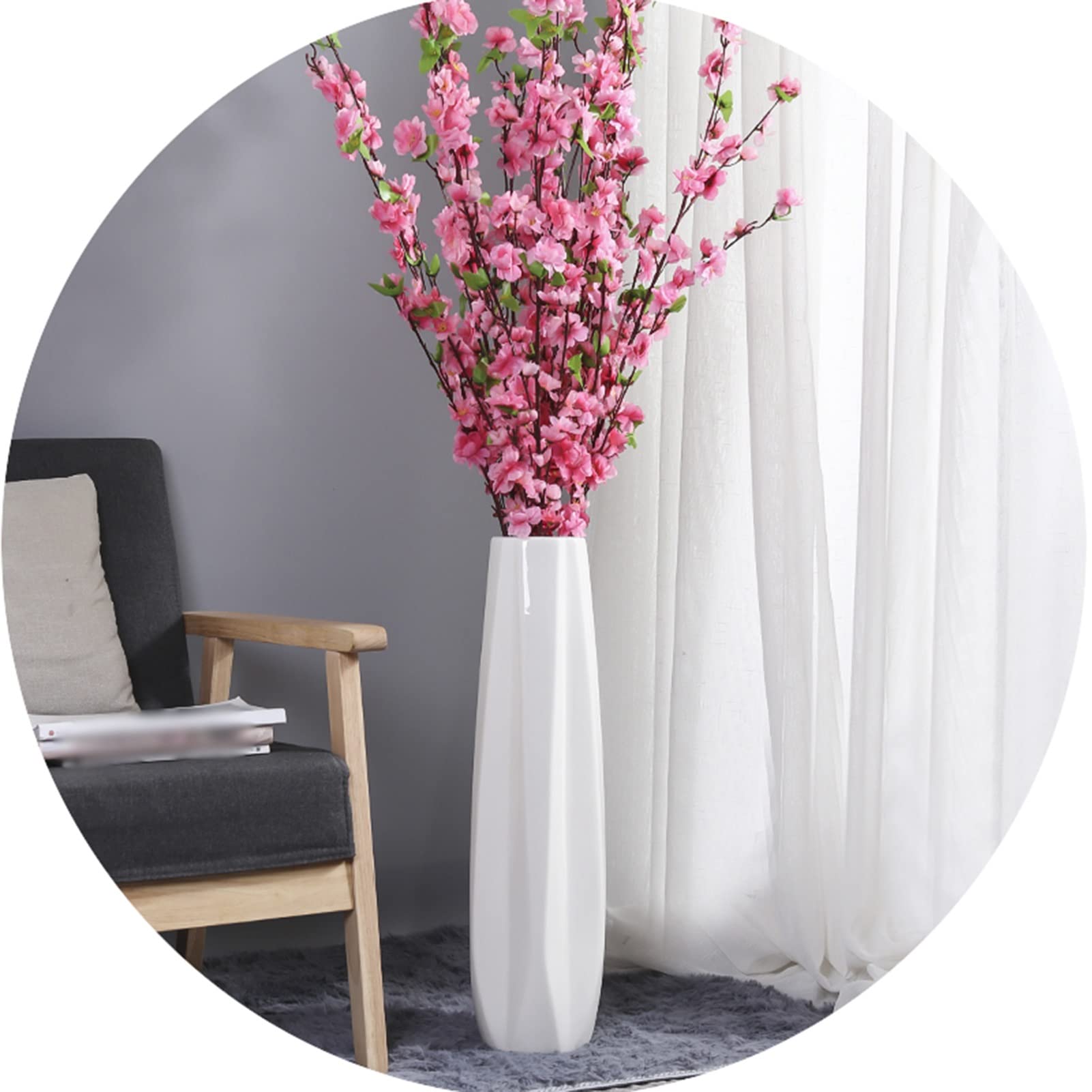 Vase en céramique blanche pour branches décoratives et pampas 45cm