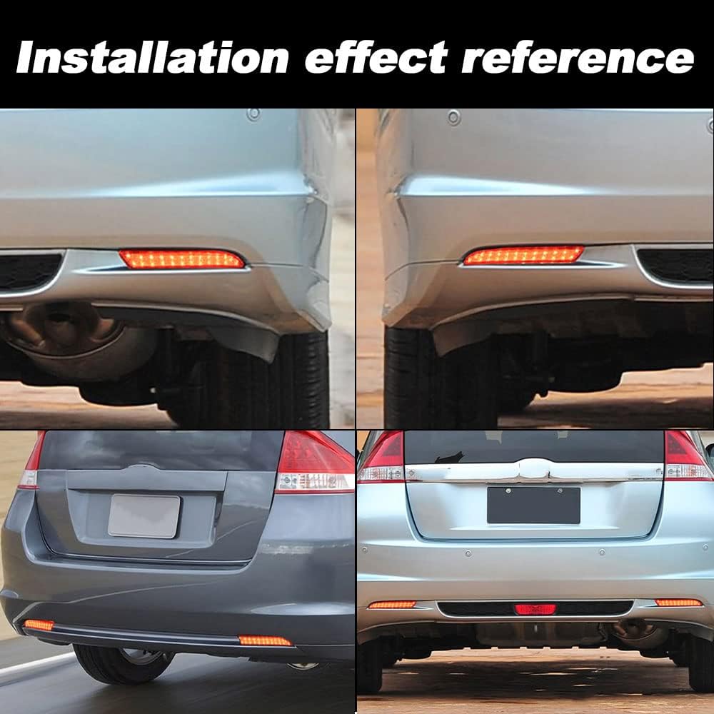 AIVYNA 2Pcs LED Tail Rear Bumper Reflector Light Lamp Stop Fog Brake Light for Honda Jazz Fit CRZ CRV Insight Hybrid Acura TSX,Red