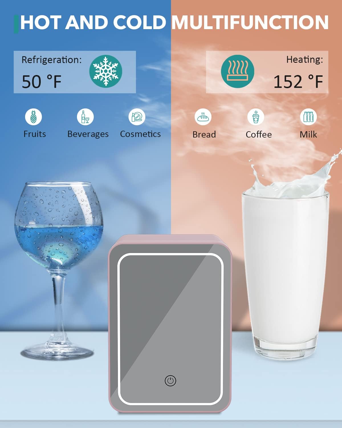 Buy Aidek Mirror Mini Fridge 4Liter with AC/DC Chargers,3Mode Led