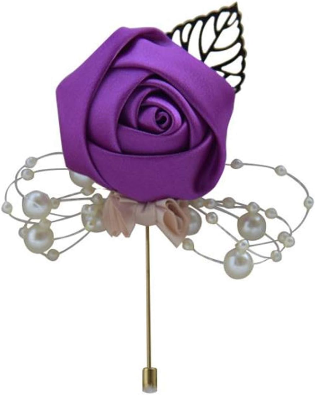 HE ANDI Groom Rose Boutonniere Corsage for Men, Lapel Pin Brooch for Wedding Flowers Party Decoration(1PC)