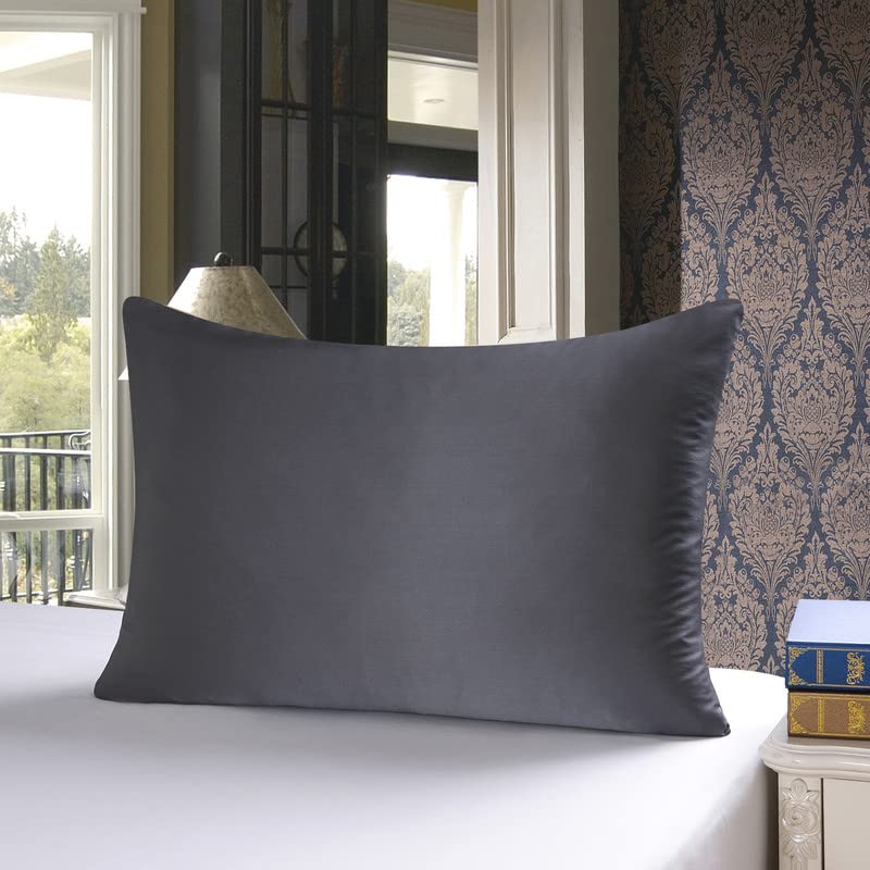 townssilk Federa di seta,100% naturale seta di gelso 19momme,doppia faccia,benefica per capelli e pelle,federa seta cuscino,ipoallergenica,cerniera nascosta,600 fili,1 pz,50x80cm,Darkgrey